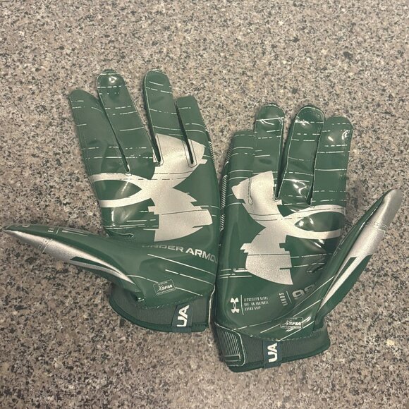 Under Armour Men's UA F8 Football Gloves – Green/Metallic Silver (New) - Picture 2 of 3